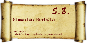 Simonics Borbála névjegykártya